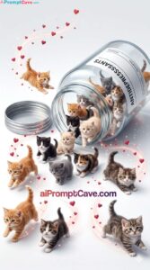 Whimsical Tiny Cats in Antidepressants Jar Art Prompt - Free Ai Image Prompt