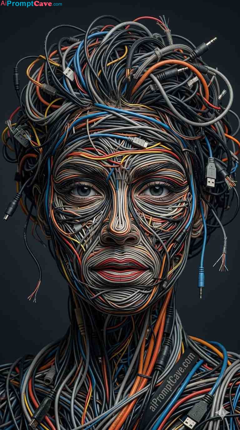 Wire-Wrapped Identity Portrait - Free Ai Image Prompt