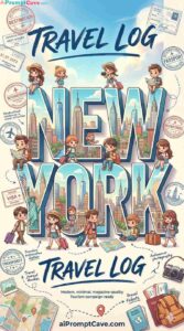 Cute Chibi Travel Vlog Poster Design Prompt - Free Ai Image Prompt