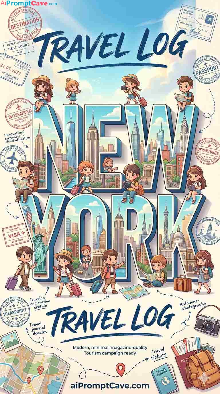 Cute Chibi Travel Vlog Poster Design Prompt - Free Ai Image Prompt
