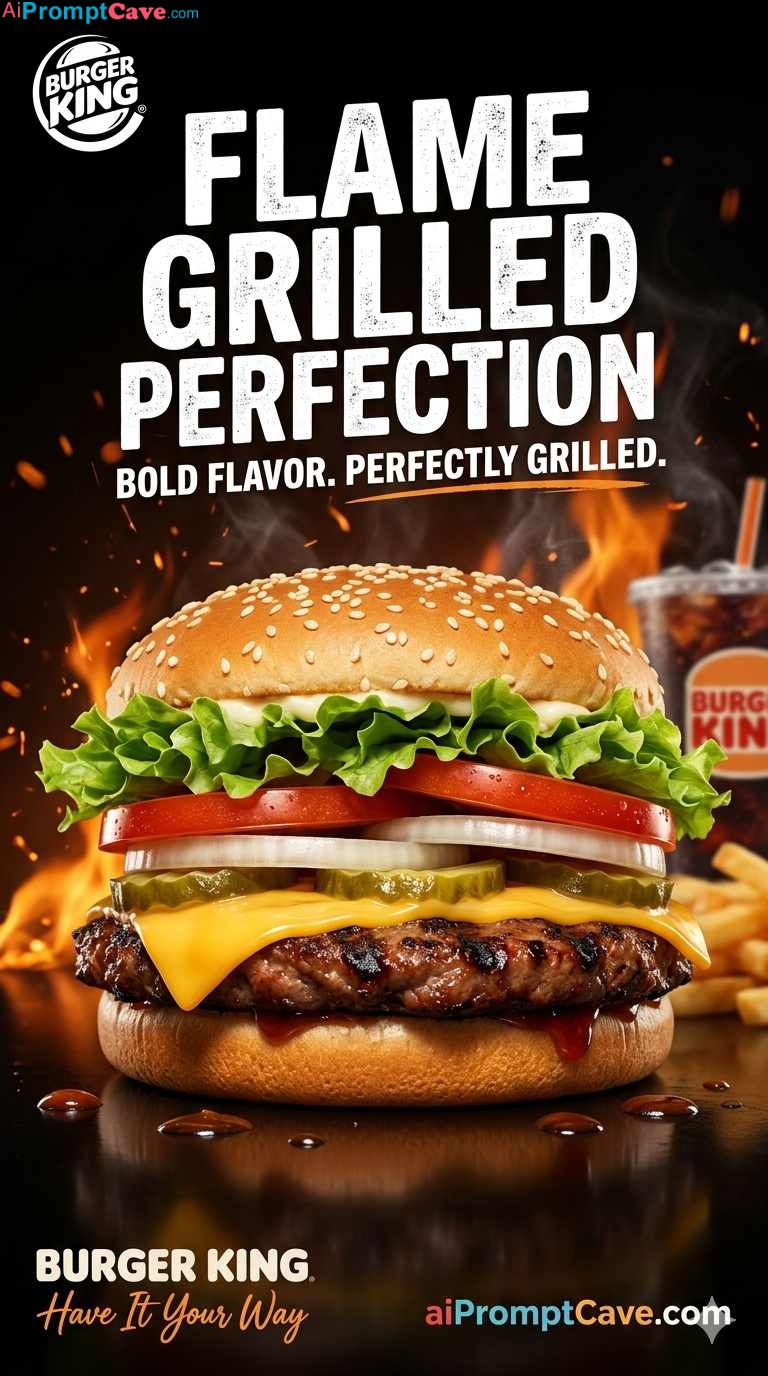 Flame-Grilled Burger King Prompt - Free Ai Image Prompt