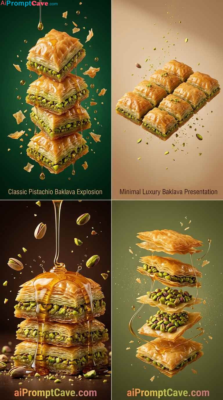 Luxury Baklava Commercial Dessert Prompt - Free Ai Image Prompt